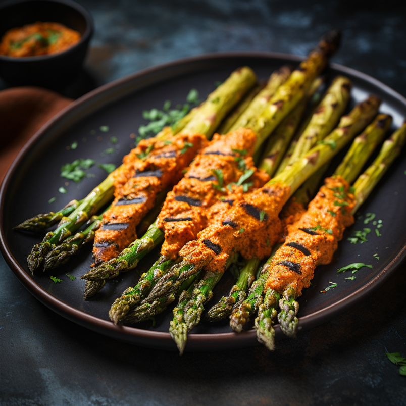chargrilled romesco asparagus