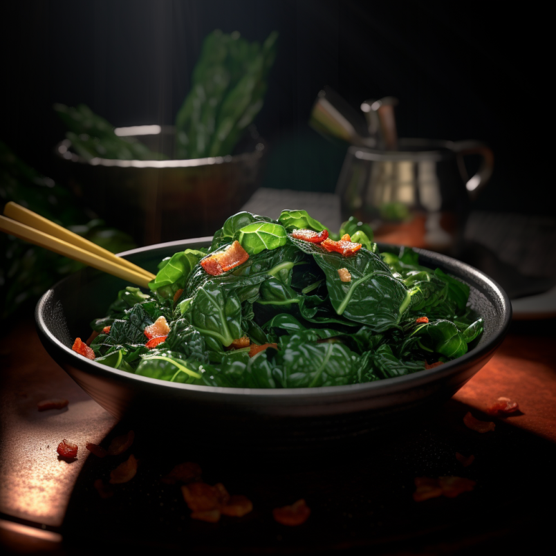 collard greens in wok