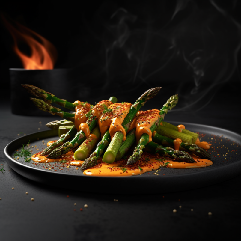 delicious grilled asparagus with romesco sauce