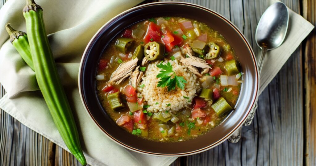 turkey gumbo with okra and tomatoes